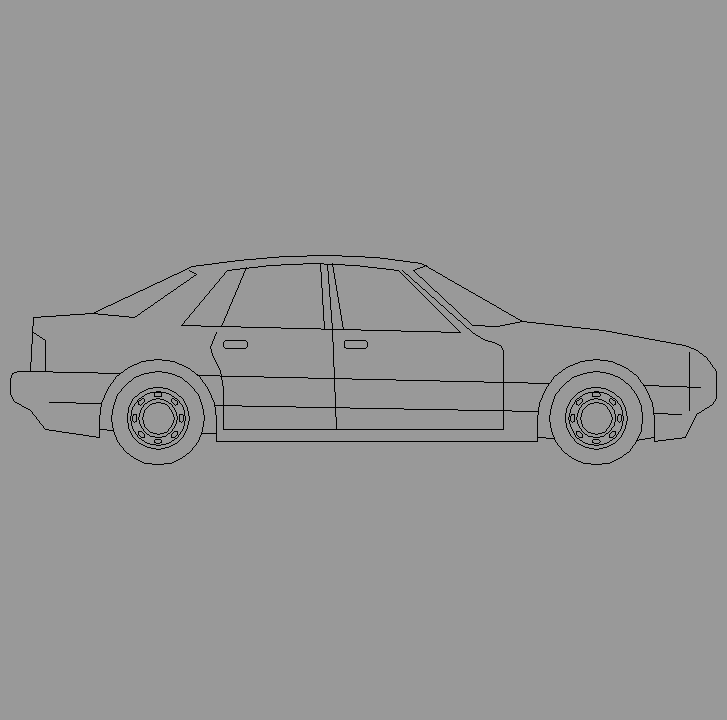 Bloque Autocad Vista de Coche Diseño 02 Bibliot. 2D-3D en Perfil